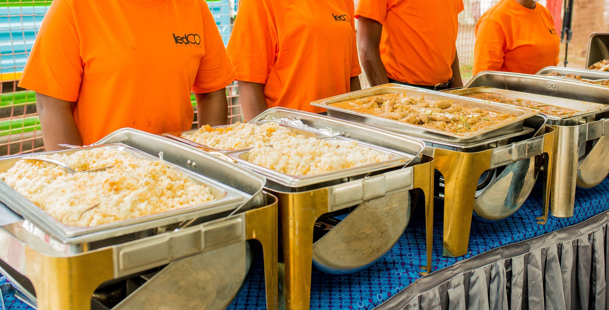 LEDCO branded staff with buffet trays